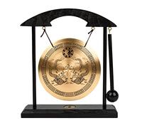 Mose Cafolo Feng Shui Gong de Escritorio Zen Art Brass 22,86 cm x 19,05 cm x 4,44 cm Madera y Cobre Gong de Feng Shui
