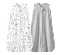 Mosebears 2 Paquetes 0,5 Tog Saco de Dormir de Verano Para Bebés Transpirable para bebés 100% Algodón (Gris Claro, L(12-18 meses))