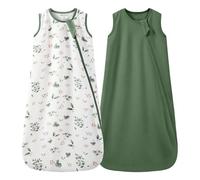 Mosebears Saco de Dormir de Algodón de 0,5 TOG para Bebés, Verano - para Niños y Niñas(Dark Green&Plant,L(12-18 Meses))
