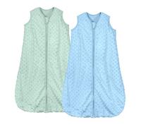 Mosebears Saco de Dormir para Bebé 1,5 Tog Paquete de 2 Sacos de Dormir para Niños Todo el Año con Saco de Dormir de Algodón de Fibra de Soja Manta para Dormir Otoño Invierno (Verde Azul, XL)