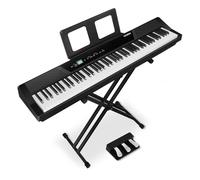 MOSEN - Piano digital de 88 teclas, piano con peso de tamaño completo, piano de teclado electrónico, acción de martillo, con soporte de música, marco doble X, 3 pedales, más de 10 ajustes de voz, para