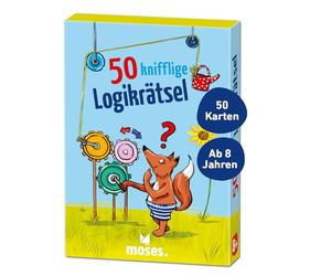 moses 30256 Puzzle lógico complicado - Divertido Juego de Rompecabezas con tareas de Pensamiento para niños a Partir de 8 años, 50 Cartas llenas de Dientes para niños Inteligentes, Multicolor