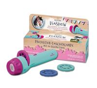 Moses 38108 - Linterna de proyección pequeña para niños, con 24 diseños de Caballos y Resumen del Nombre, 1 Linterna, 3 Discos, 3 Pilas de botón