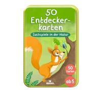 Moses. 50 Cartas de exploración, Juegos de búsqueda en la Naturaleza, Juego de Cartas con tareas de búsqueda y Descubrimiento, Ilustraciones y Textos adecuados para niños, para familias, en Caja de