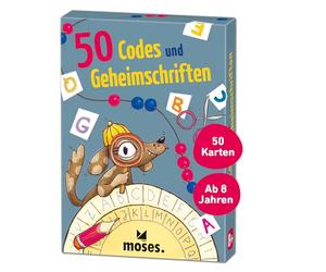 moses. 50 códigos y Escritos Secretos, Divertido Juego de Cartas para Viajar, Patio o Viajes, Juego Infantil para niños Inteligentes a Partir de 8 años, Amarillo