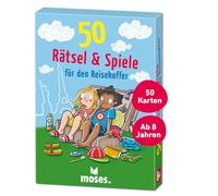 moses. 50 Puzzles y Juegos para Maleta de Viaje, Juego de Cartas con Divertidas tareas para Viajes y Viajes, cumpleaños Infantiles, Comienzo Escolar y Vacaciones, para niños a Partir de 8 años