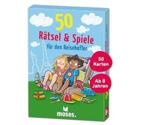 moses. 50 Puzzles y Juegos para Maleta de Viaje, Juego de Cartas con Divertidas tareas para Viajes y Viajes, cumpleaños Infantiles, Comienzo Escolar y Vacaciones, para niños a Partir de 8 años