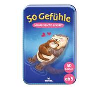 Moses. 50 Sentimientos fáciles de Explicar - Juego de 50 Tarjetas de Sentimientos, comprender y acompañar emociones, con Ilustraciones y Textos adecuados para niños, en Caja de Metal, a Partir de 5
