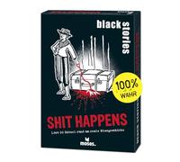 moses Black Stories Shit Happens 50 Negros sobre desventuras Reales, Cartas con Dos Variantes, Juego de Puzzles para jóvenes y Adultos, Color Blanco, Small (90047)