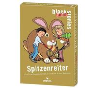 moses 90098 Black Stories Junior Top Rider 50 increíble alrededor de verdaderos récordes, el rompecabezas juego de cartas Dos variantes de juego, juego de puzzles para niños a partir de 8 años, blanco