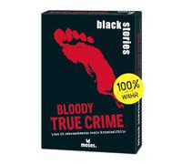 moses- Black Stories Bloody True Crime-50 Rätsel rund um Reale Kriminalfälle Cartas con Variante fichas de Puntos, Juego de Puzzles para Adolescentes y Adultos, Color Blanco, Medium (90045)