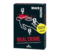 moses- Black Stories Crime-50 acertijos sobre Casos Criminales Reales Cartas con Variante fichas de Puntos, Juego de Puzzles para Adolescentes y Adultos, Color Blanco (90046) [Edición en Alemán]
