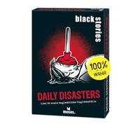 moses. Black Stories Daily Disasters - 50 Puzzles sobre desgracias Reales, Juego de Cartas con Variante de Juego y fichas de puntuación, Juego de Puzzles para jóvenes y Adultos