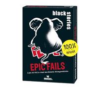 moses Black Stories Epic Fails-50 Casos Reales en Torno a desventuras absurdas, Cartas de Crimen en el Nuevo diseño con Dos Variantes, Juego de Puzzles para jóvenes y Adultos, Color Blanco (90053)