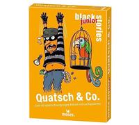 moses. Black Stories Junior Quatsch & Co. - 50 Divertidos Puzzles con garantía de Risas, Juego de Cartas con Variante de Juego y fichas de Puntos, Juego de Puzzles para niños a Partir de 8 años