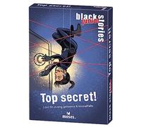 moses- Black Stories Junior Top secret-50 Rätsel rund um Streng geheime Kriminalfälle Cartas con Variante fichas de Puntos, Juego de Puzzles para niños a Partir de 8 años, Color Blanco, S (90178)