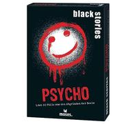 moses- Black Stories Psycho-50 Rätsel mit Fällen aus den Abgründen Der Seele Cartas con Variante fichas de Puntos, Juego de Puzzles para Adolescentes y Adultos, Color Blanco, Medium (90056)