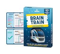moses Brain Train, Rompecabezas de lógica adictiva para Viajes, 40 Tarjetas Reutilizables con lápiz de Borrador, 3 Diferentes dificultades para jóvenes y Adultos, Color Blanco (92138)