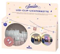 moses. Cadena de luces LED con clip de luz con dos modos de color blanco cálido o colorido, 10 clips para colgar fotos, mapas y recordatorios, funciona con cable micro USB o pilas