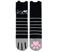 moses. Calcetines de mujer Ed, The Cat con suela antideslizante, calcetines de tope, con aspecto de gato lindo, negro, plata, rosa, 36-42, Negro, Plata, Rosa, 36-42