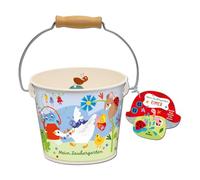 Moses. Cubo de Metal para niños con Mango de Madera para jardín, arenero y Parque Infantil, para coleccionar y Cazar, para divertirse al Aire Libre a Partir de 3 años