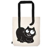 moses. Ed the Cat Shopper Carry Me - Bolsa de tela 100% algodón para la compra, oficina o universidad, Natural, Negro, 39 x 42 cm, Contemporáneo