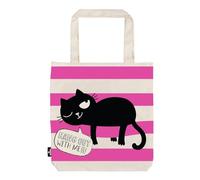 moses. Ed the Cat Shopper Hang Out - Bolsa de tela de algodón 100% con diseño de gato en color rosa y blanco, con base para la compra, oficina o universidad, 39 x 42 cm, Rosa., rosa y blanco
