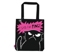 moses. Ed, the Cat Shopper I said I'm Fine - Bolsa de tela de algodón con diseño de gato, color negro, con asas largas, aprox. 39 x 42 cm