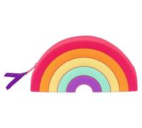 moses. Estuche de Silicona con Cremallera y Cinta de Raso, pequeño Bolsillo para bolígrafos, cosméticos y Objetos de Crimea, diseño de arcoíris, Color neón