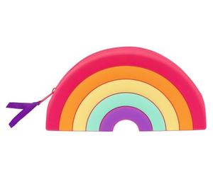 moses. Estuche de Silicona con Cremallera y Cinta de Raso, pequeño Bolsillo para bolígrafos, cosméticos y Objetos de Crimea, diseño de arcoíris, Color neón