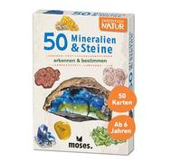 moses. Expedition Naturaleza: 50 minerales y Piedras, Gemas, Oro, Plata y compañía. Detectar y determinar, Juego de Cartas para niños a Partir de 6 años, con emocionantes cuestionarios, Medios