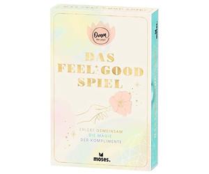 moses. Feel Good 63332 Juego de cumplidos con Factor de Bienestar, Idea de Regalo para Mujeres y Mejores Amigas, Juego de Cartas para Vibes positivos, a Partir de 8 años, Multicolor