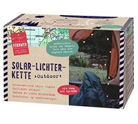 moses. Fernweh Cadena de luces solares para exteriores, 15 m de alambre de cobre con 150 ledes de color blanco cálido, incluye panel solar con batería y estaca, resistente a la intemperie con función