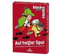 moses. Black Stories Junior On Hot Track - 50 Puzzles con Casos delictivos complicados para pequeños Detectives, Juego de Cartas con Variante de Juego y fichas de puntuación, Juego de Rompecabezas