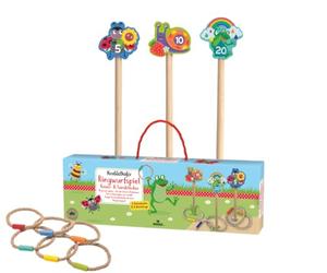 moses. Juego de Lanzamiento de Mariquitas para Gatear, para Exteriores con 3 Clavijas de Madera y 6 Anillos de Lanzamiento, Juego de Habilidad en un Bonito Aspecto, Juego al Aire Libre para niños a