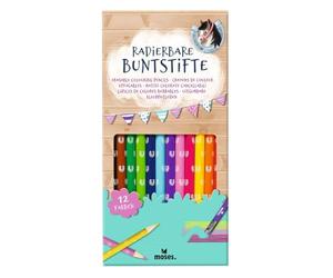 moses. Lápices de colores borrables con diseño de caballos, 12 unidades, perfectos para niños, 12 lápices de colores para pintar, manualidades y ser creativos, para guardería, cumpleaños infantiles o