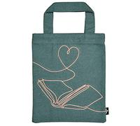 Moses. Libri_x 83325 - Bolsa de Transporte pequeña de algodón para los Amantes de los Libros, con diseño Bordado, Color Verde Turquesa, Verde Agua, Small, El Amor de la Lectura