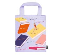 moses. Libri_x Books & Vacation - Bolsa de tela para libros, envoltorio de regalo 100% algodón, reutilizable, ecológica, color azul claro con diseño de libro veraniego