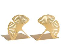 moses. libri_x Gingko Juego de 2 sujetalibros Decorativos de Metal Dorado, sujetalibros Dorados con Aspecto de Corte