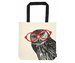 Moses libri_x Shopper - Bolsa de la Compra (100% algodón, 42 cm), diseño de búho, Color Natural