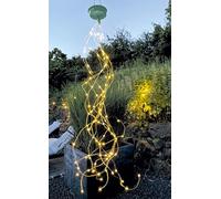 moses. Lluvia de luz solar de hojas y flores, 100 ledes de luz blanca cálida en hilos de cobre, incluye panel solar con batería y asa para colgar, cadena de luces LED con función crepuscular para