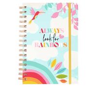 moses. Lovely Planet - Cuaderno de espiral con tapa de arco iris, diario con 160 páginas punteadas, banda elástica y bolsillo plegable, papel sostenible