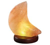 moses. Omm for you 63329 - Lámpara de cristal de sal con USB, luz de sal natural con LED y base de madera de palisandro, 63329, color naranja y rojo