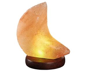 moses. Omm for you 63329 - Lámpara de cristal de sal con USB, luz de sal natural con LED y base de madera de palisandro, 63329, color naranja y rojo