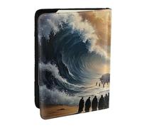 Moses Parted The Red Sea - Funda para pasaporte con estampado de Mar Rojo, funda organizadora de viaje para pasaporte para hombres y mujeres, 6.5 pulgadas, Black, Talla única