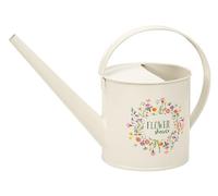 Moses. Regadera pequeña para el jardín, Ducha de Flores Decorativa con Capacidad de 1,2 l, Jarra en Color Crema Off-White con Bonito Texto Flower Shower en diseño de Hojas y Flores