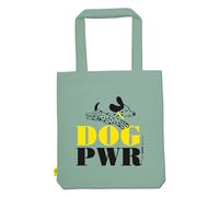 moses. Shopper Dog Power - Bolsa de tela turquesa para amantes de los perros, 100% algodón, aprox. 39 x 42 cm, ideal como regalo con diseño de perro
