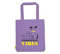 moses. Shopper Pawsitive Vibes - Bolsa de tela morada para amantes de los perros, 100% algodón, aprox. 39 x 42 cm, ideal como regalo de perro, morado, Pawsitive Vibes