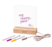 moses. Smile - Pizarra de mensajes LED transparente con 3 rotuladores de aluminio, pizarra LED iluminada para mensajes de letra, pizarra luminosa con cable textil USB-A