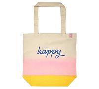 moses. Smile Shopper Happy - Bolsa de la compra de algodón orgánico con base y asas largas, bolsa de tela aterciopelada, aprox. 45 x 38 x 3 cm
